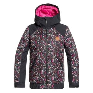 Roxy Big Lowland snowboarding Jacket floral pink black girls XL 14 NWOT